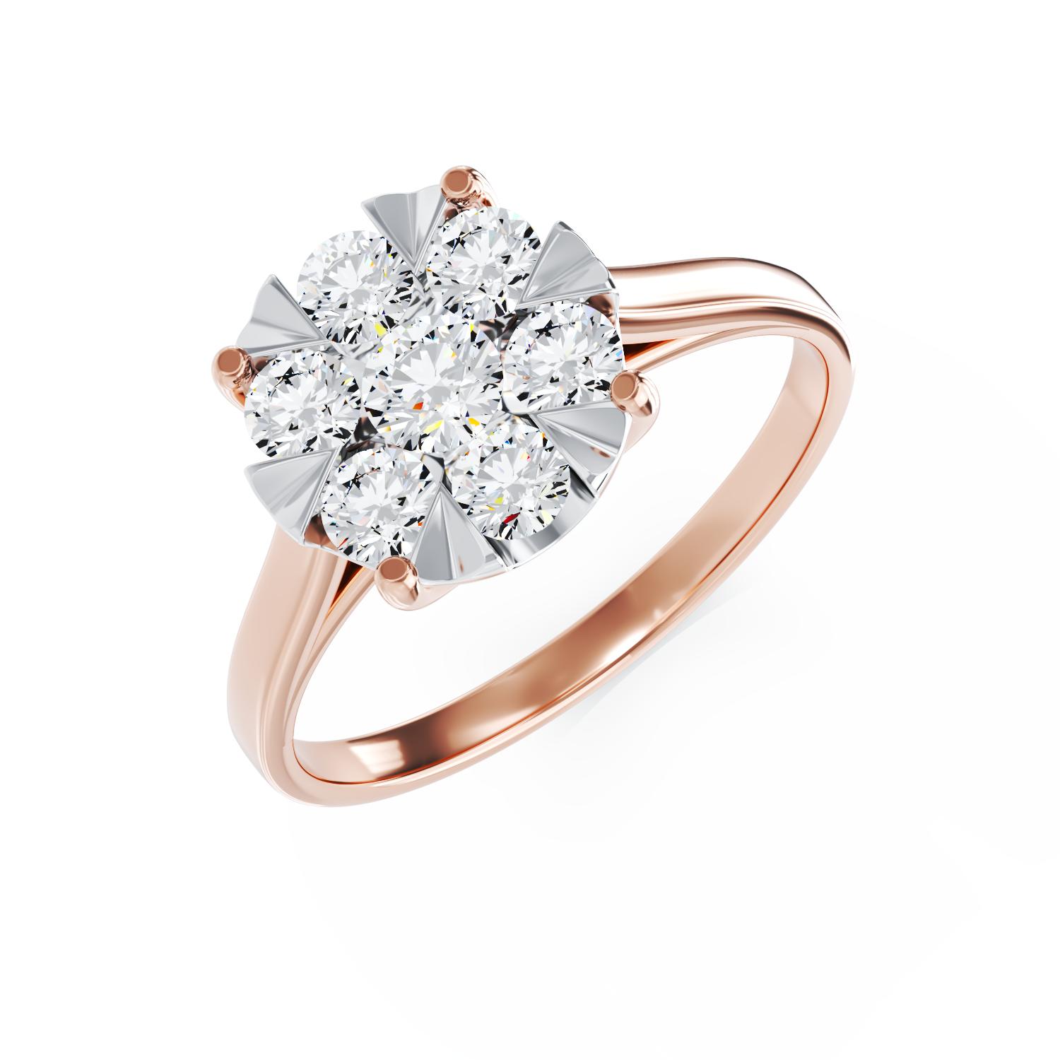 Eljegyzési gyűrű 18K-os rózsaszín aranyból 7 darab 0.5ct gyémánttal